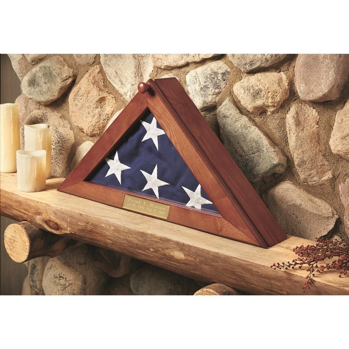 Flag Display Case With Personalized Engraving For Standard Etsy