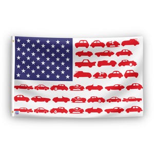Classic Car Stripes American Flag - 100% Polyester, Grommets or Sleeve, Indoor Outdoor