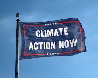 Bandeira "Ação Climática Já" 90 x 150 cm - Bandeira Política, para Uso Interno/Externo