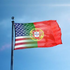 Portuguese American Hybrid Flag - Cultural Pride, 12x18 in to 3x5 ft, Brass Grommets image 1