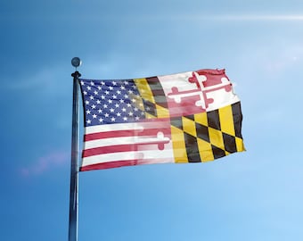 Bandera de Maryland, EE. UU., de 12 x 18 pulgadas a 3 x 5 pies, poliéster con ojales de latón.