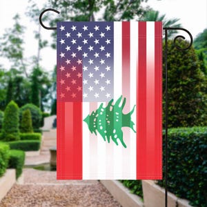 Libanesische amerikanische Gartenflagge - 100% Polyester, 12x18 Zoll, wetterfestes Außendekor