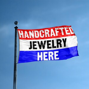 Handcrafted Jewelry Here Banner 3x5 ft - 100% Polyester, Brass Grommets, Indoor Outdoor, Single or Double Sided Banner