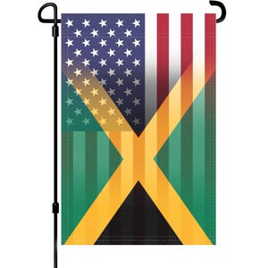 Jamaican American Garden Flag - 100% Polyester, Grommets or Sleeve, Indoor Outdoor