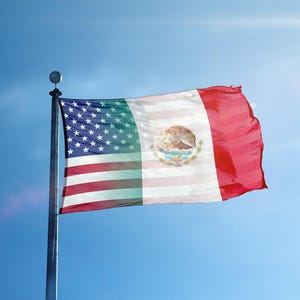 Mexican American Hybrid Flag 3x5 ft - 100% Polyester, Brass Grommets, Indoor Outdoor, Double or Single Sided Banner