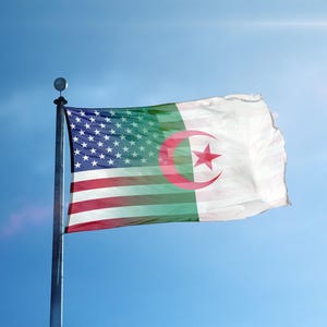 Algerian American Hybrid Flag 3x5 ft -  100% Polyester, Brass Grommets, Indoor Outdoor, Single or Double Sided Banner