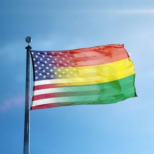 Bolivian American Flag 3x5 ft Blend - 100% Polyester, Brass Grommets, Indoor Outdoor, Single or Double Sided