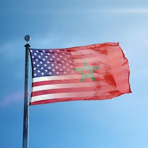 Moroccan American Hybrid Flag 3x5 ft - 100% Polyester, Brass Grommets, Indoor Outdoor, Double or Single Sided Banner