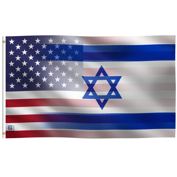 Israeli American Hybrid Flag -  100% Polyester w/ Brass Grommets - Indoor / Outdoor