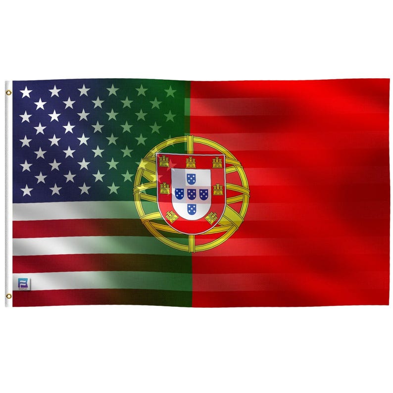 Portuguese American Hybrid Flag - Cultural Pride, 12x18 in to 3x5 ft, Brass Grommets image 3