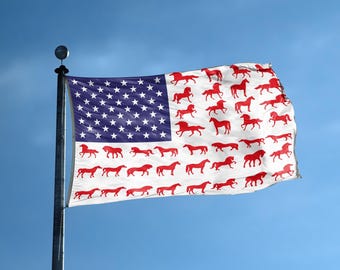 馬のストライプ模様のアメリカ国旗 12 x 18インチから3 x 5フィート - 愛国的な乗馬装飾