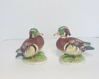 Vintage Pair Lefton China Mallard Ducks #KW214