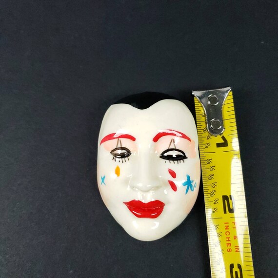 Vintage Mime Drama Mask Brooch Pin Acting Costume… - image 3