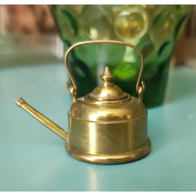 Vintage Miniature Solid Brass Teapot Kettle Dollhouse Kitchen Etsy
