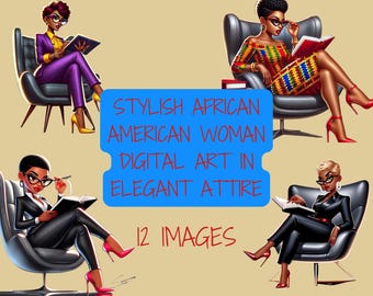 Stylish African American Woman Digital Art in Elegant Attire