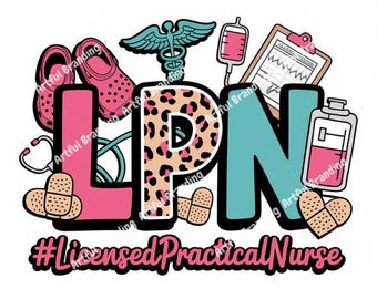 Sublimación PNG de LPN: Clipart de enfermera con estampado de leopardo (Descarga digital)