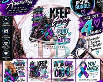 Suicide Awareness PNG Bundle, You Matter PNG, It’s Ok Not to Be Ok, Mental Health Awareness PNG, Suicide Prevention Shirt Designs