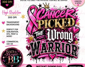 Cancer Warrior PNG | Breast Cancer Survivor Sublimation Design (Digital Download)