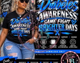 Diabetes Awareness PNG, Same Fight Brighter Days PNG, Blue Diabetes Ribbon Design, Diabetes Shirt PNG, dtf Sublimation Download