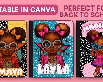 Chibi Girl Composition Notebook Cover: Editable Canva Template (Digital Download)