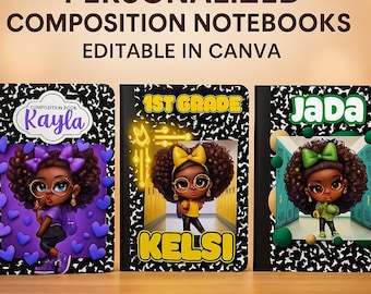 Personalized Notebook Cover Templates: Back to School, Editable in Canva (Digital Download