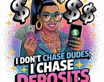 Arte de la Reina del Ajetreo Urbano: Mujer negra segura de sí misma buscando depósitos (Descarga digital, archivo PNG)