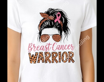 Breast Cancer Warrior PNG Bundle: Leopard Bandana Pink Ribbon Designs (Digital Download)