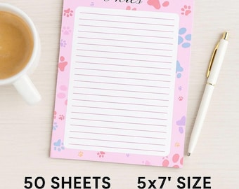 Pink Paw Print Notepad: Pet-Themed To-Do List - 5x7"