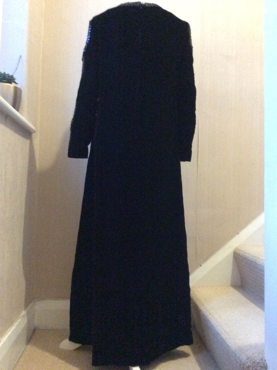 Vintage Frank Usher black velvet and sequin maxi … - image 5