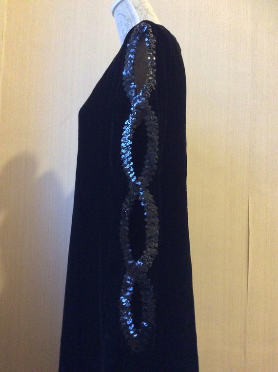 Vintage Frank Usher black velvet and sequin maxi … - image 3