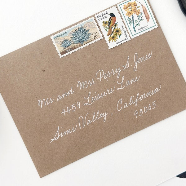 Hand Addressed Envelope In Classic Clean Cursive style for Special Events, Weddings or Parties