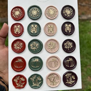 Fall  Wax Seal Sticker Set - 20 Fall Themed Gilded Wax Seals - Simply Peel and Stick to Desired Surface