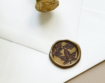 Fall Themed Maple Leaf Wax Seal Sticker - Adhesive Backing - Simply Peel and Stick to Desired Surface