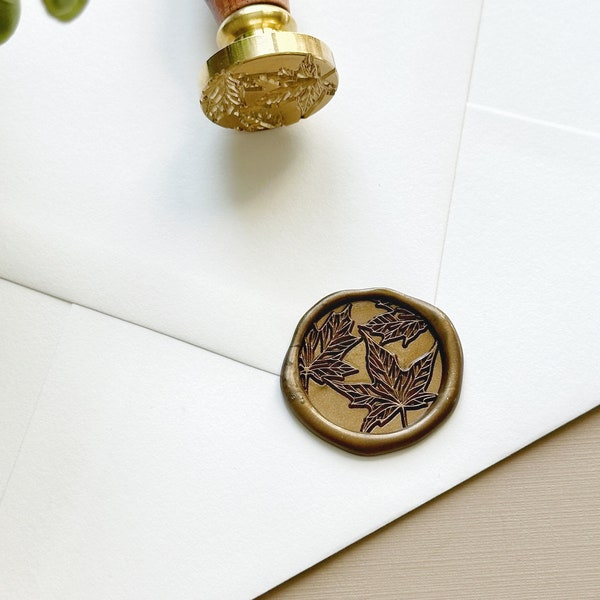 Fall Themed Maple Leaf Wax Seal Sticker - Adhesive Backing - Simply Peel and Stick to Desired Surface