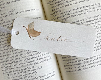 Personalized Bookmarks - Gift Tag - Name Tag - Watercolor - Calligraphy Name