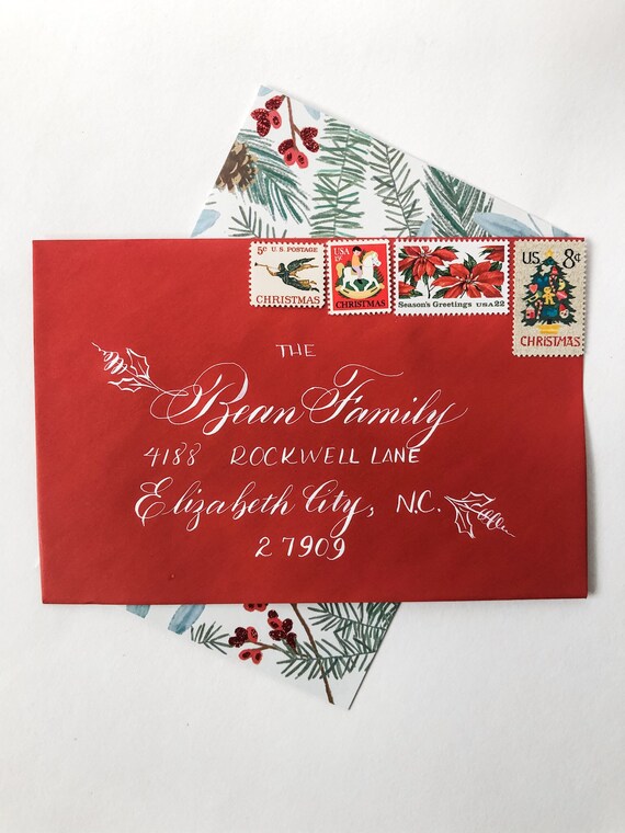 Christmas Card Envelope Addressing Calligraphy Envelope Etsy