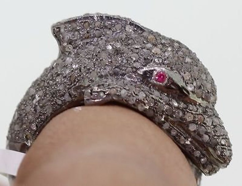 Dolphin Shape Ruby Rose cut Diamond Ring,Rose cut Diamond Ruby Ring