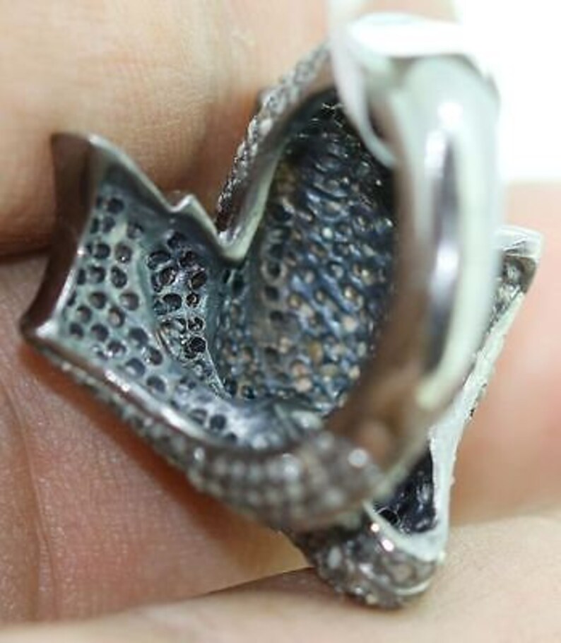 Dolphin Shape Ruby Rose cut Diamond Ring,Rose cut Diamond Ruby Ring