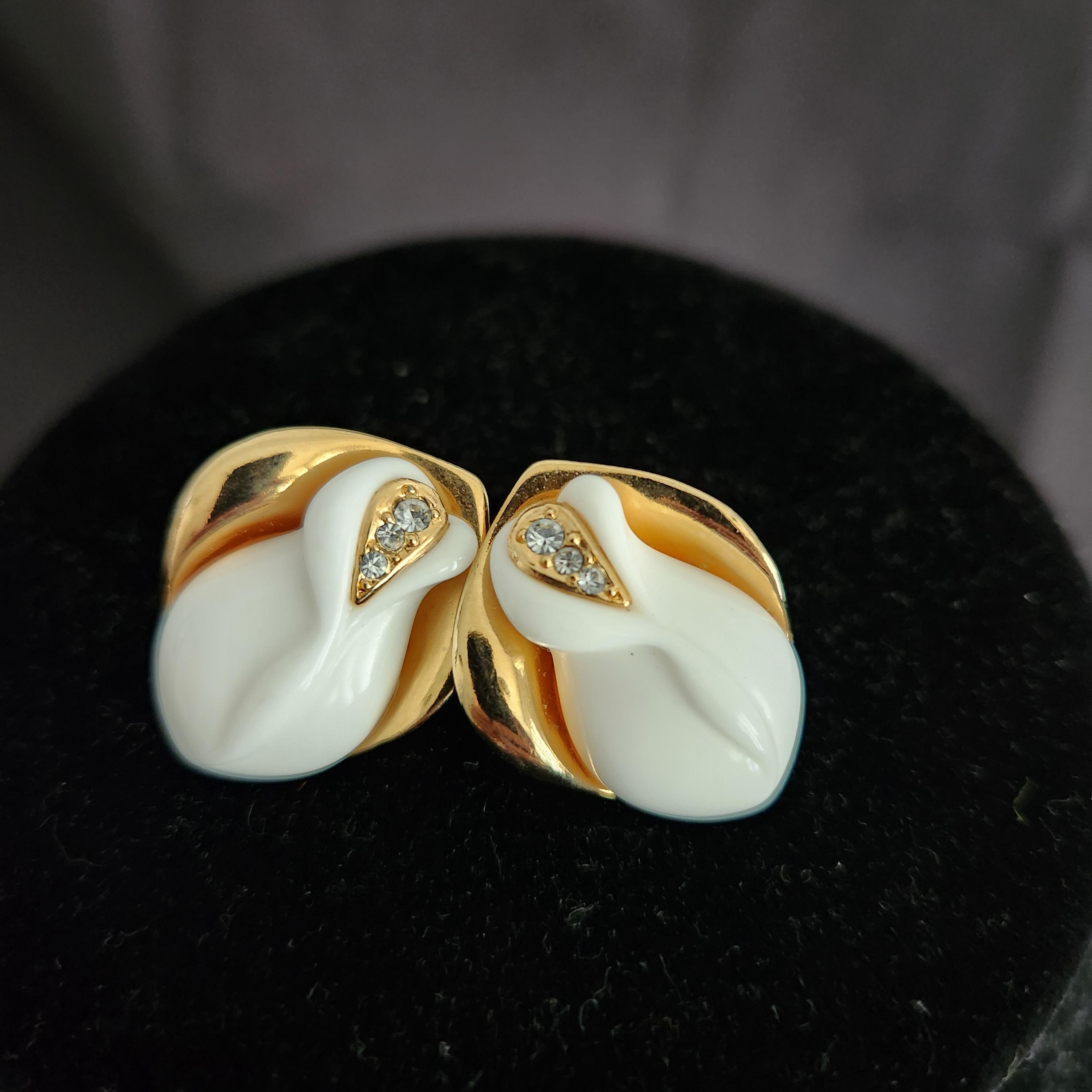 Vintage 1980s KJL for Avon Rosebud Earrings, Pierced Ears