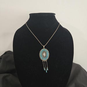 Turquoise Needlepoint Necklace - Etsy
