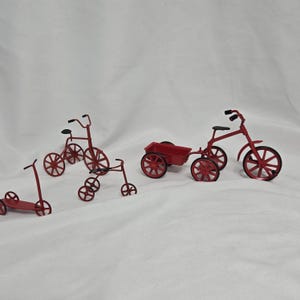 Dollhouse Miniatures Metal Bike Tricycle Scooter Collectible Vintage Toys