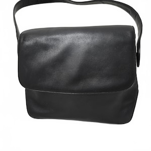 Vintage Bally Purse Shoulder Bag Black Soft Leather Flap Medium