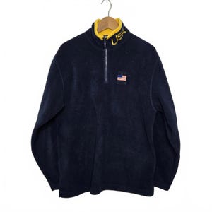 Vintage Polo Jeans Co Fleece Mens Large Ralph Lauren Mock Neck Long Sleeve USA
