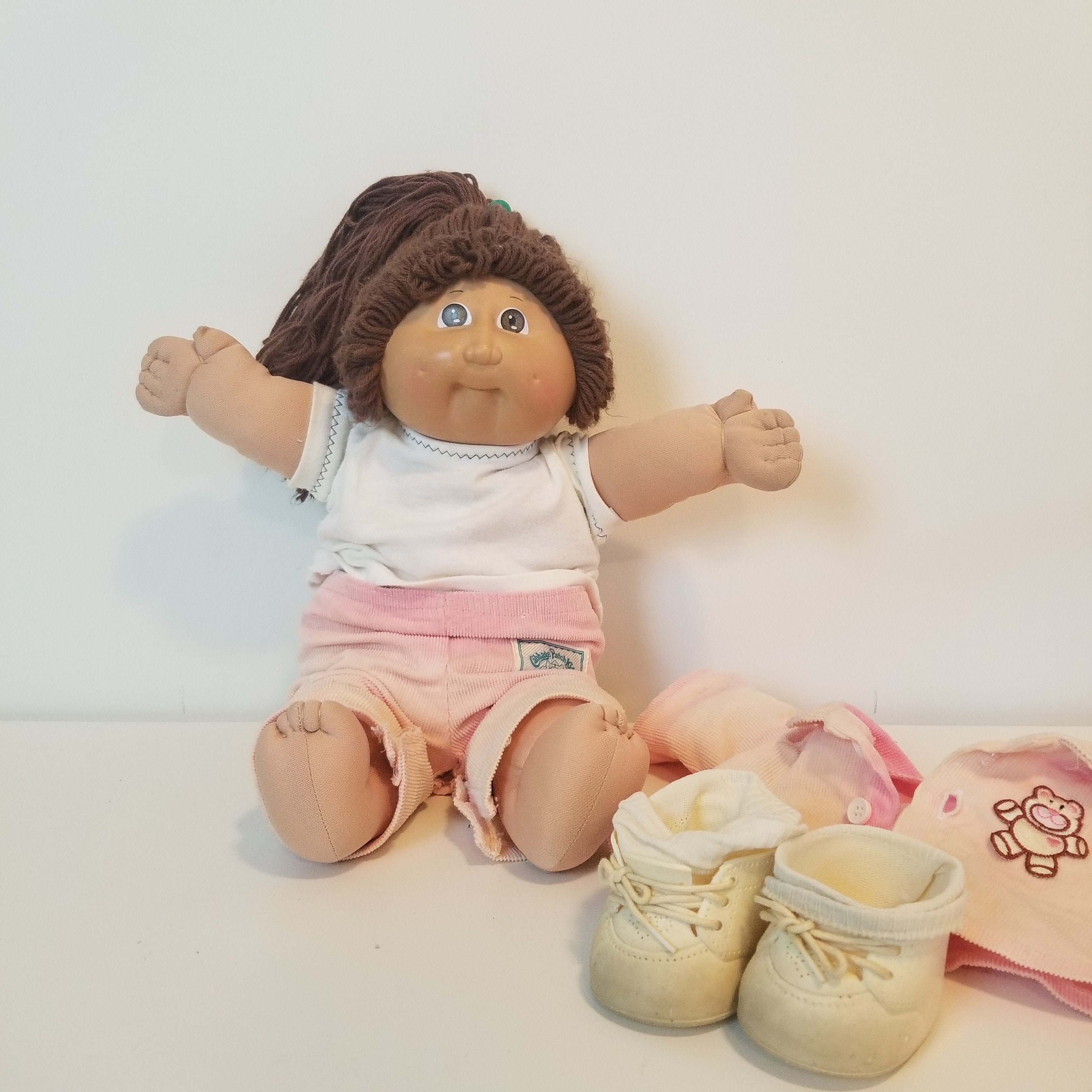 Vintage Cabbage Patch Kids Doll Long Brown Hair Original Etsy