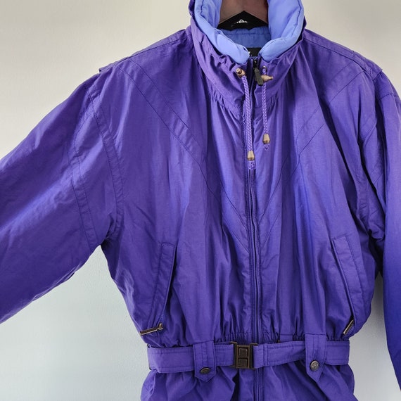 Tyrolia 80's/90's Ski Suit Purple Belted Jacket S… - image 5