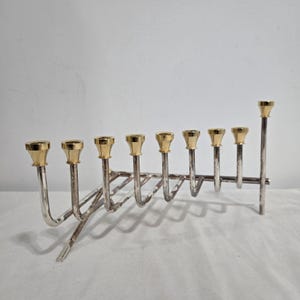 Mid Century Silver And Gold Tone Menorah