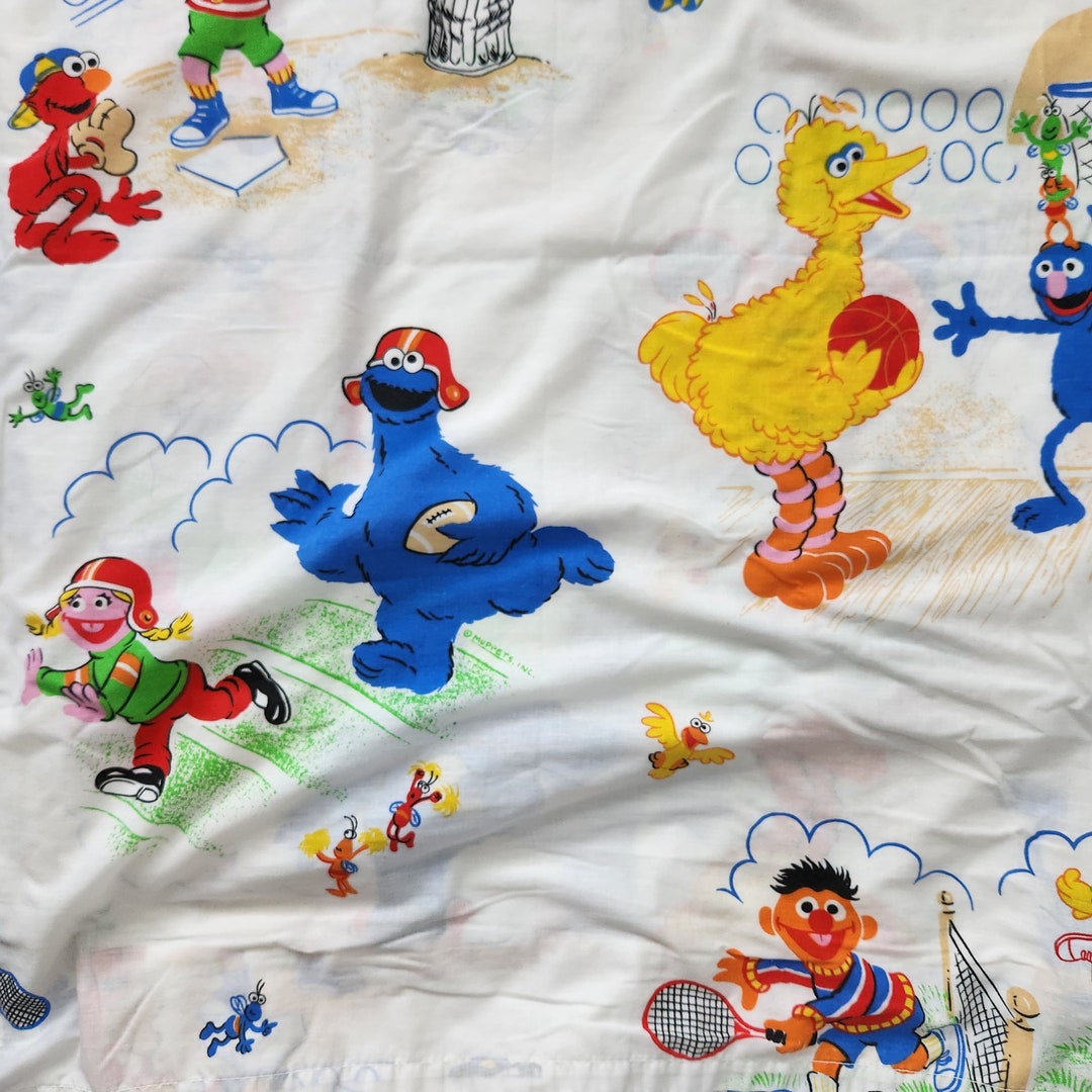 Sesame Street Sports Theme Flat Sheet Twin Bedding, JC Penney Cotton