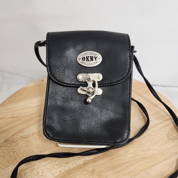 DKNY Black Leather Small Crossbody Bag Belt Bag Sling Bag Silver Tone Hardware 2000s Y2K Etsy UK
