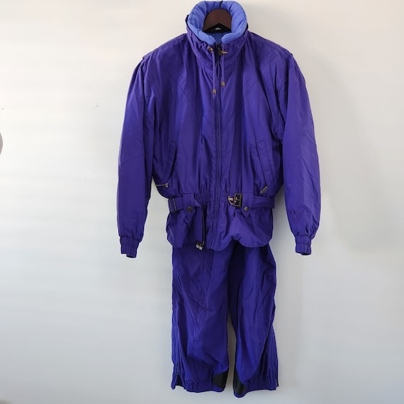 Tyrolia 80's/90's Ski Suit Purple Belted Jacket S… - image 2