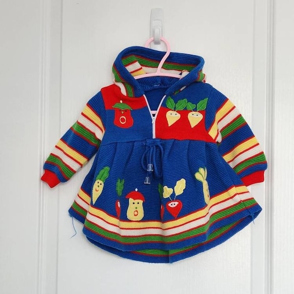 Robe pull en tricot multicolore, robe pull poncho à capuche pour filles, bleu, rouge, jaune, vert taille 12 mois